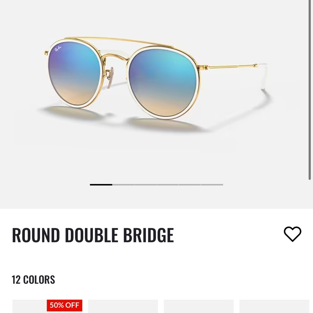 Ray-Ban round double bridge Sunglasses with Blue Gradient Lenses